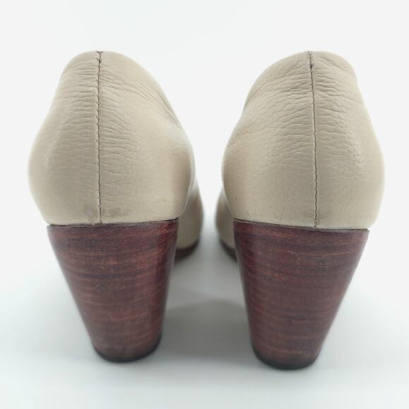 Nisolo Austin Bone Modern Timeless Low Cut Slip On Ankle Booties Wood Stack Heel - Picture 7 of 10